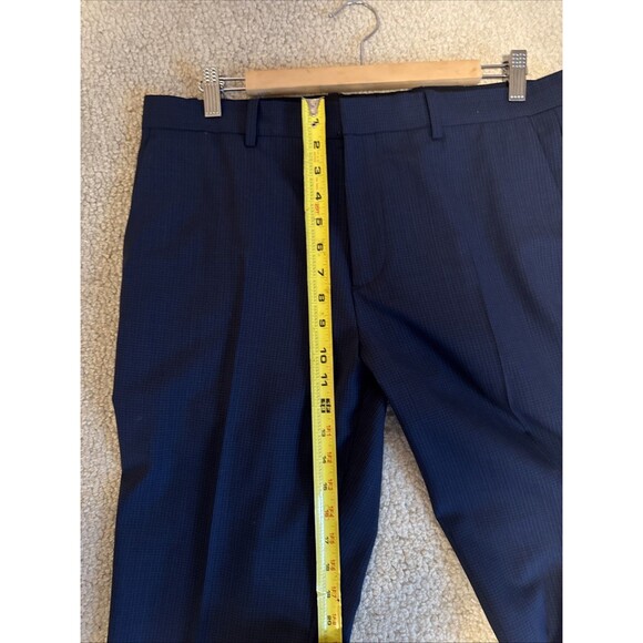 Theory Mayer Blue Wool Pattern Plaid Stretch Suit Pants | 33W - Picture 12 of 16